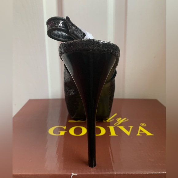 Lady Godiva Black Sparkle High Heels - Picture 6 of 7
